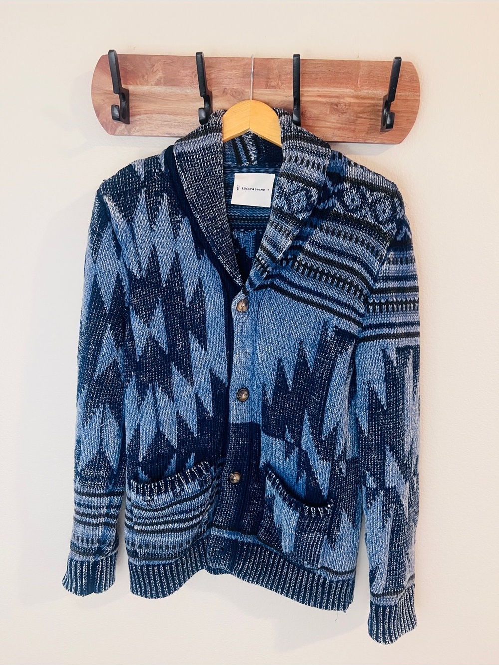 Lucky Brand Men’s Southwestern Knit Cotton Cardigan Sweater Size Medium